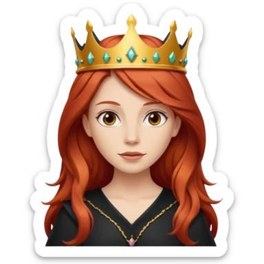 red-haired long hair princes with crown mustace. dark outfit sticker