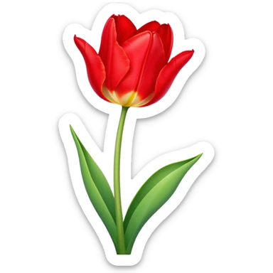 ​Cinematic Realistic Tulip, depicted as a single, exquisitely detailed bloom with vibrant red petals and a delicate stem, softly illuminated by natural light that highlights its graceful beauty and elegant form, sticker