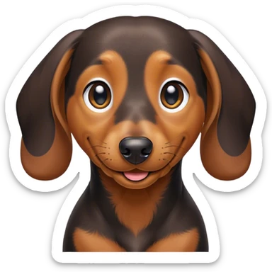 Cinematic Comical black and tan Dachshund Portrait Emoji, Head tilted dramatically with an exaggeratedly amused expression, featuring a sleek black and tan coat with a vibrant sheen, wide, expressive brown eyes filled with playful disbelief, Simplified yet hilariously expressive features, highly detailed, glowing with a slightly sassy glow, high shine, dramatic yet playful, stylized with an air of cheeky humor, bright and endearing, soft glowing outline, capturing the essence of a spirited and over-the-top companion, so meme-worthy it feels like it could side-eye its way into internet fame instantly! sticker