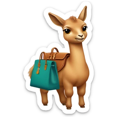 a vicuna wearing a hermes bag  sticker