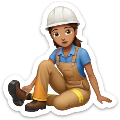 female labour worker fainted on the floor sticker