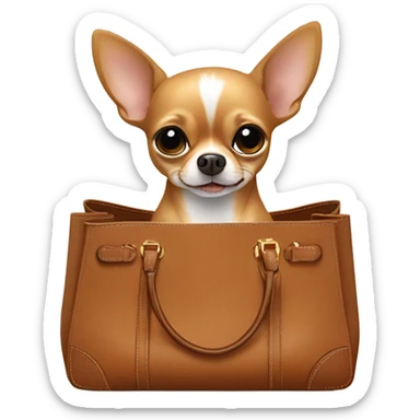 Chiahuahua sitting in brown birkin bag sticker