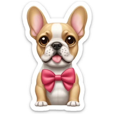 a frenchie dog with a bow sticker