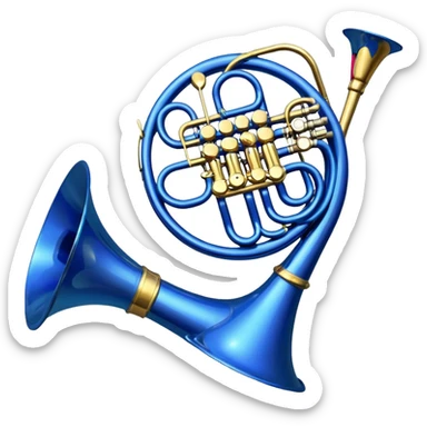 Blue french horn her tarafı mavi sticker