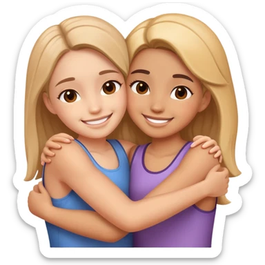 Two girls hug each other sticker