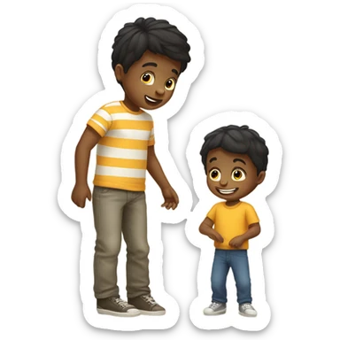 little boy playing with his older brother full body sticker