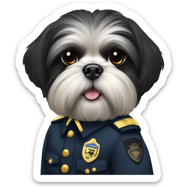 Black shih tzu in security uniform sticker