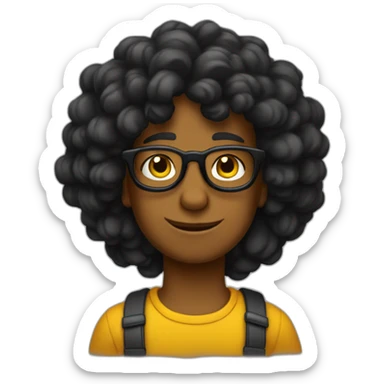 Crea un emoji al estilo de los simpson de un joven con cabello negros,lentes negros algo ondulado sin barba sticker
