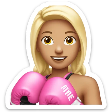 blonde girl wearing pink boxing gloves sticker