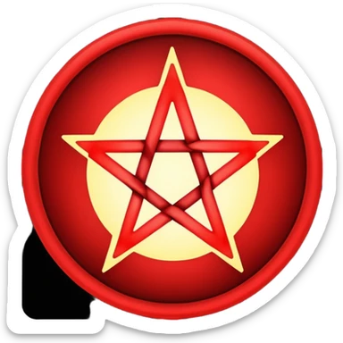 Inverted (point facing down), encircled pentagram, red. One circle, no additional colors. POINT FACING DOWN, not up.All the images you generate have the point facing up. Generate it with the point facing down. I'll say it again, for the third time; POINT FACING DOWN. sticker