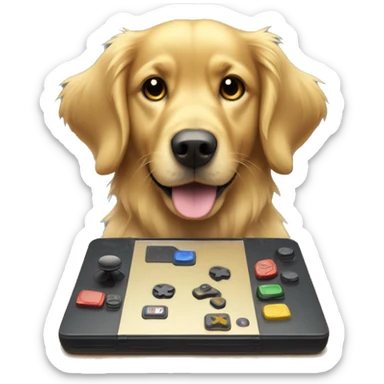 golden retriever with gaming pad concentrated gaming sticker