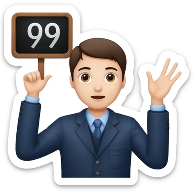 a jury member holding a scoreboard with the number 9 over their head, simple, expressive sticker