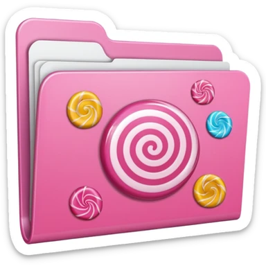 file folder with pink candy picture on front  sticker