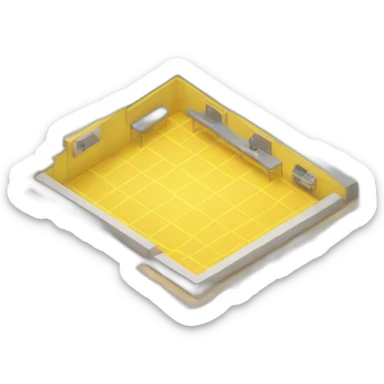 isometric square floor layout yellow lines border sticker