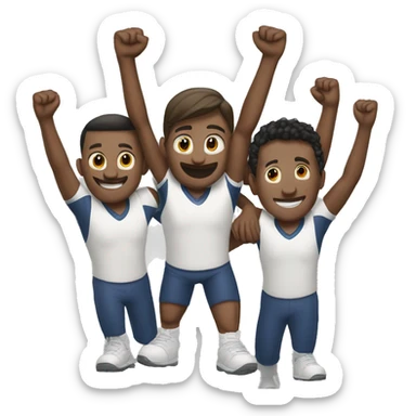 team of 5 with arms up sticker