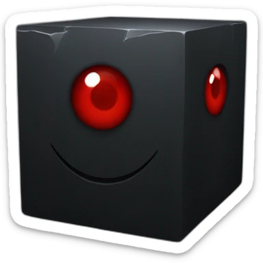 Black cube with red eyes sticker
