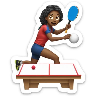 a female climber is playing ping pong  sticker