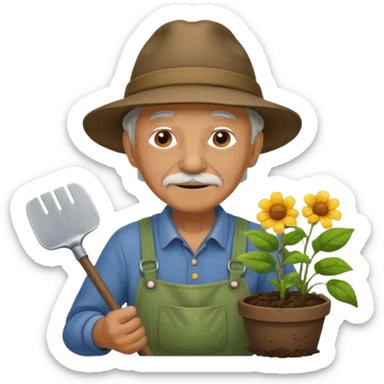 old man gardener  sticker