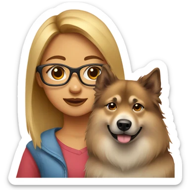 Girl with glasses and eurasier dog  sticker