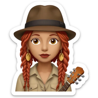 female red haired Musician with dreadlocks and fedora sticker
