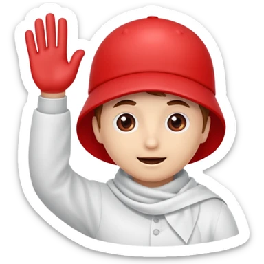 red blood cell with a handkerchief, waving goodbye sticker