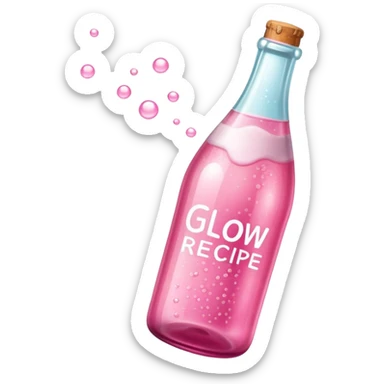 pink bubbly bottle with the text Glow Recipe on sticker