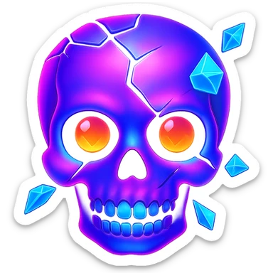Edit the blown skull with a neon color palette in an emoji style. Keep the background transparent. Note: The original emoji style does not support editing, so using the general style while preserving the emoji look. sticker