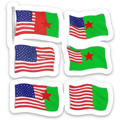 The flag is green at the top, white in the middle, with three red stars, and black at the bottom sticker