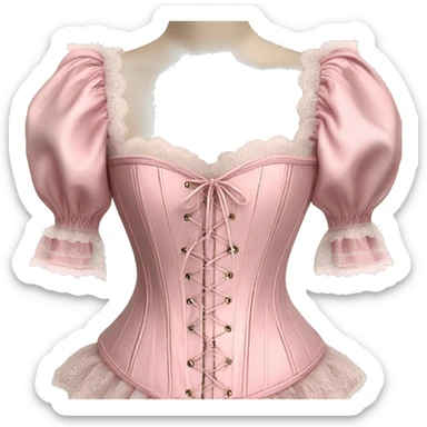 vintage rococo light pink corset with lace and frills and sleeves  sticker