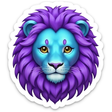 glitter purple and cian lion sticker