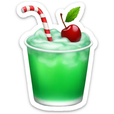 Green plain peppermint soda with a cherry sticker