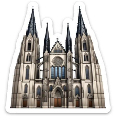 Cinematic Realistic Cologne Cathedral Landmark Emoji, showcasing Gothic architecture rendered with detailed stone textures and majestic, dynamic lighting. two tall towers on either side sticker