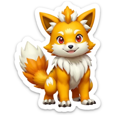 Cute Shiny Agumon-Arcanine-Renamon-Fakémon-hybrid-creature (full body)  sticker