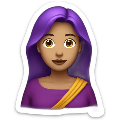 Emoji mujer con ruana color morado sticker