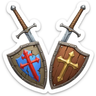 sword and shield, world of war craft style, two sword cross sticker
