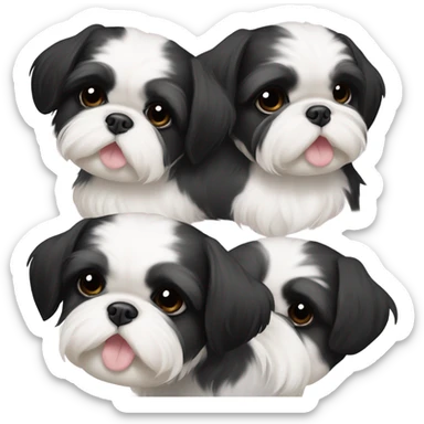 Two Shitz Tzu big faces more black with white Puppies sticker
