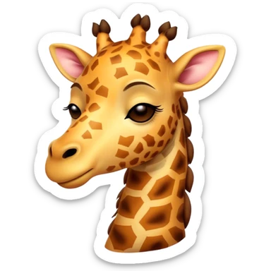 Meme-Worthy Cute Sleeping Giraffe Portrait Emoji, Head resting peacefully with a contented smile, showcasing a slender, elegant build and a luxuriously soft, patterned Fur, eyes shut in a serene, restful nap, Simplified yet hilariously adorable features, highly detailed, glowing with a soft, drowsy light, high shine, relaxed and utterly lovable, stylized with an air of playful laziness, bright and heartwarming, soft glowing outline, capturing the essence of a comically sleepy giraffe, so meme-worthy it feels like it could instantly become the next viral sensation of adorable slumber! sticker