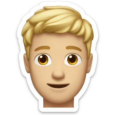 brownish blonde guy with straight short hair, blue eyes and roundish face pulling a face sticker