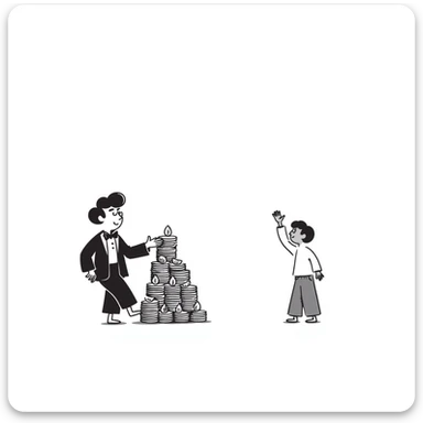 A rich person on the left and a poor person on the right, depicting inequality sticker