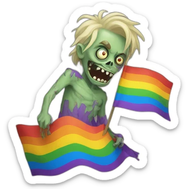 pride flag waving zombie sticker