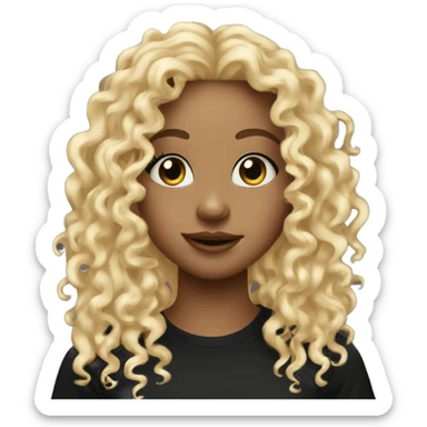 Blonde curly girl in black t shirt with nose ring piercing   sticker