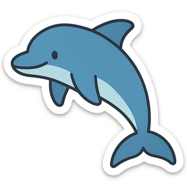 flat toon style dolphin sticker