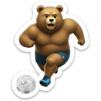 fat bear as soccer palyer running sticker
