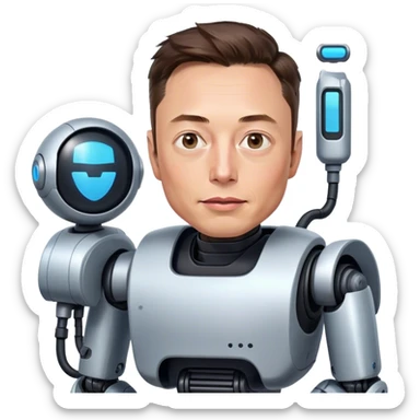 Give me an emoji of Elon mask sitting on a bot sticker