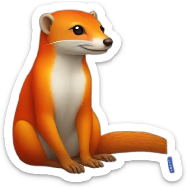 mongoose red white orange on a pillow sticker