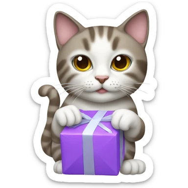 A cat holding a block of sugar sticker