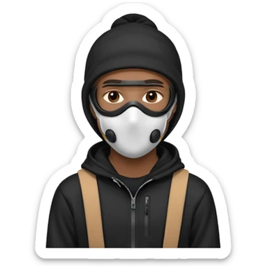skier with black goggles hoodie and face mask looking stylish like an underground rapper. I said mask pls no face showing  sticker