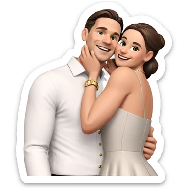 smiling couple in elegant attire sticker