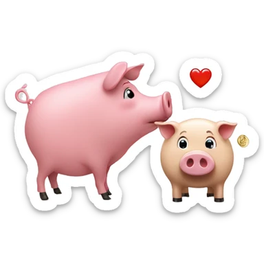 A heart and a pig's nickel sticker