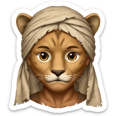 ancient man bold head, tattered puma skin cloth sticker